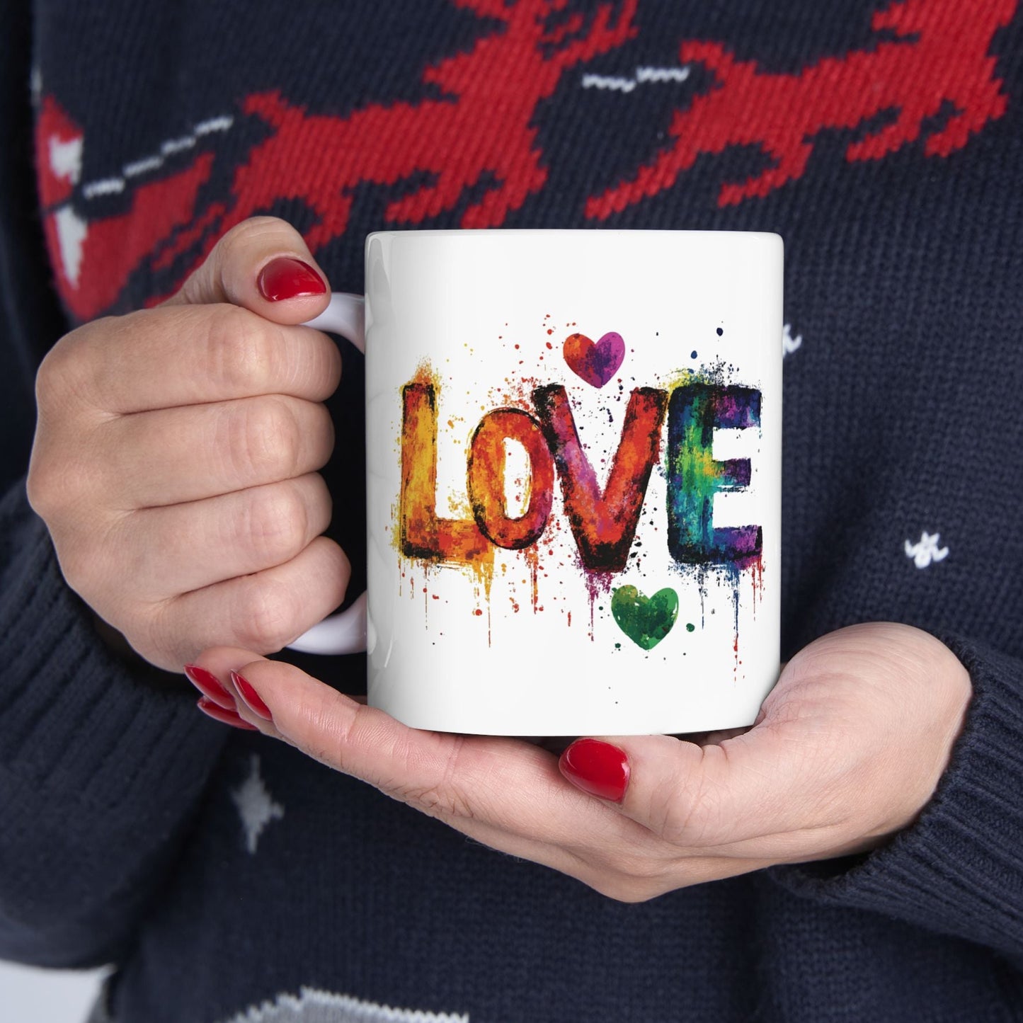 Valentine's Day Love Ceramic Mug, Valentine's Mug, Love Paint Splash Mug, Special Person Mug, Heart Coffee Cup, Valentine's Day Gift