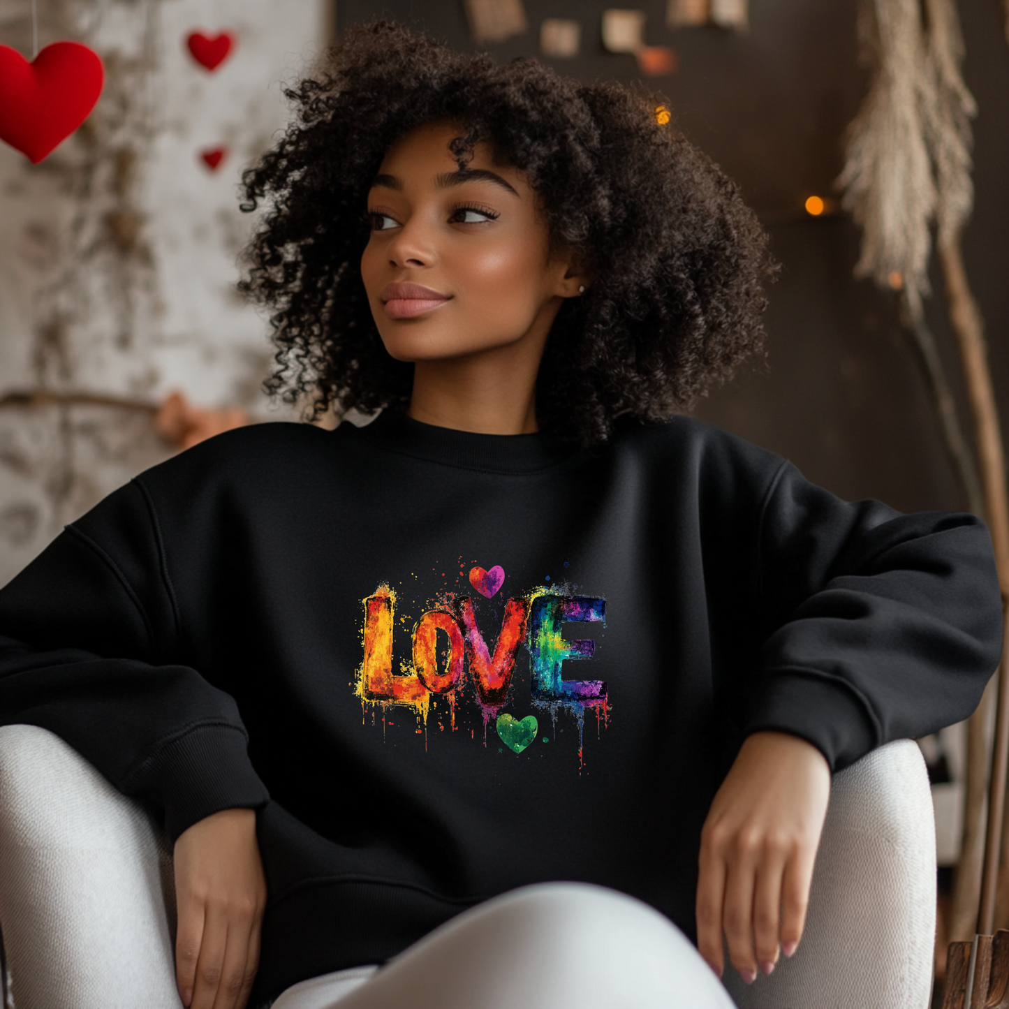 Colorful Painted Love design Sweatshirt: Perfect Valentine's Day Gift for him or her