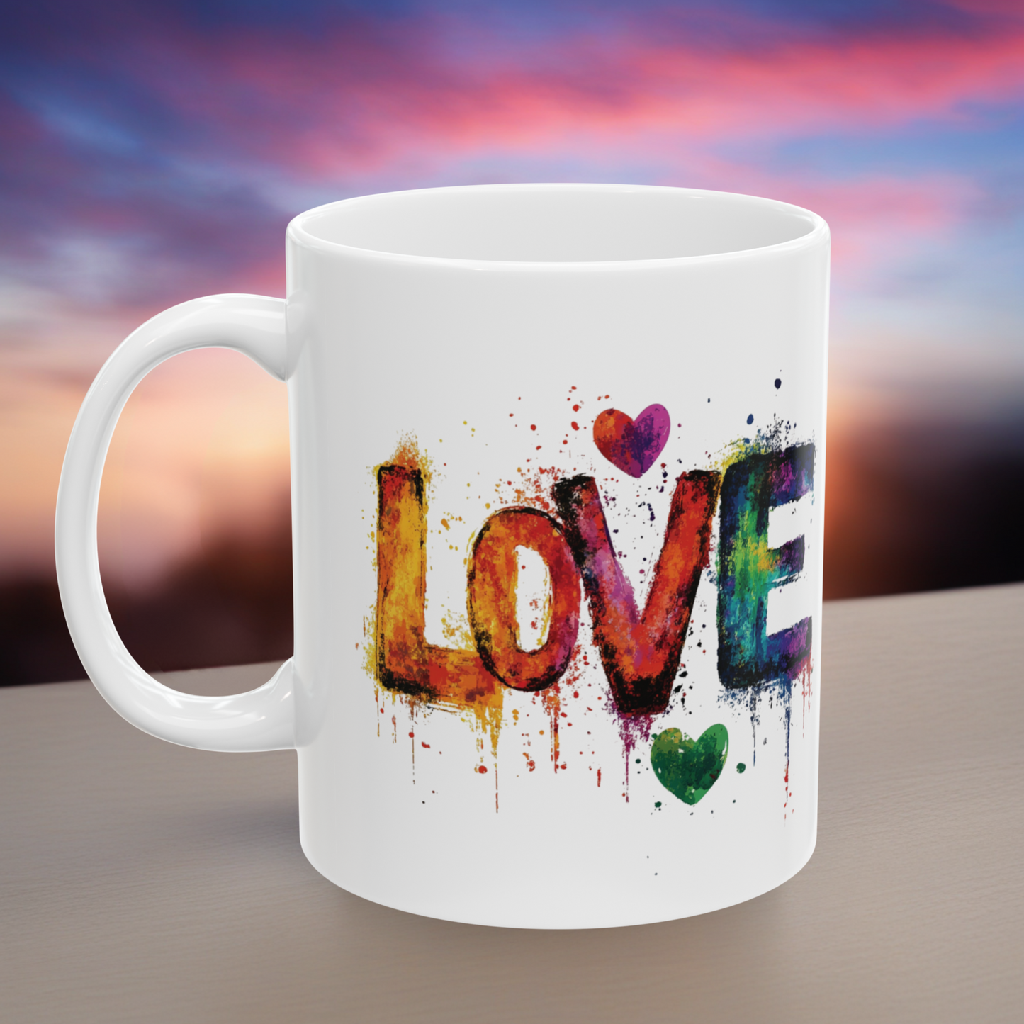 Valentine's Day Love Ceramic Mug, Valentine's Mug, Love Paint Splash Mug, Special Person Mug, Heart Coffee Cup, Valentine's Day Gift