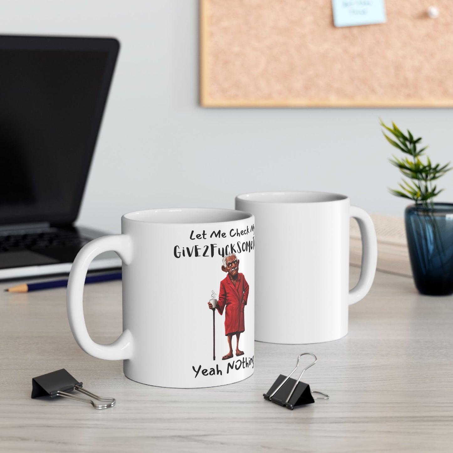 Funny Ceramic Mug - Let Me Check My Give2fucksometer, Coworker Gift, Friend Gift, Family Gift, 11oz, 15oz- Melanin Old man