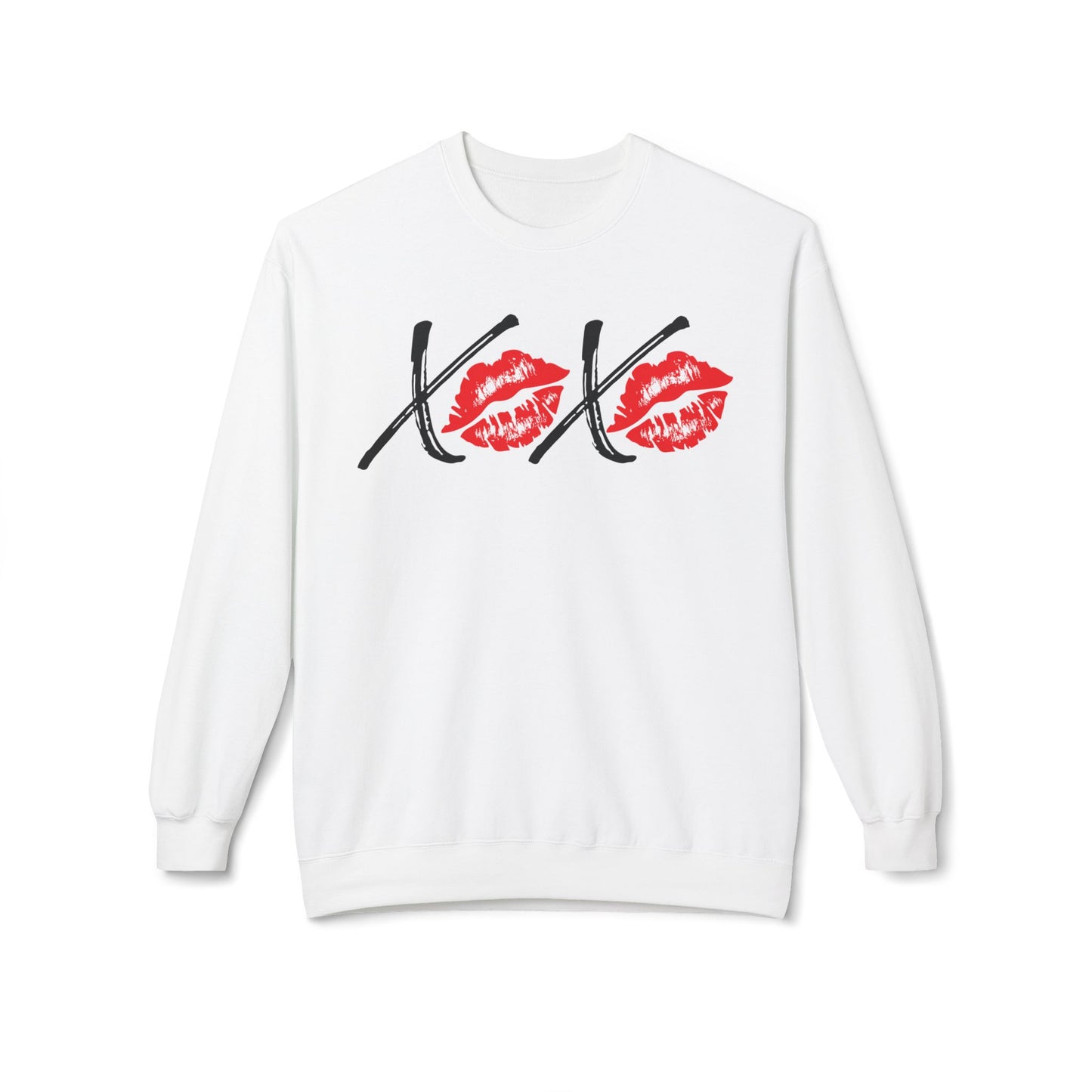 XOXO Valentine Sweatshirt, Red Lips, Romantic Love Gift, Cozy Winter Apparel, Unisex Crewneck