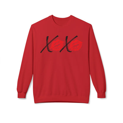 XOXO Valentine Sweatshirt, Red Lips, Romantic Love Gift, Cozy Winter Apparel, Unisex Crewneck