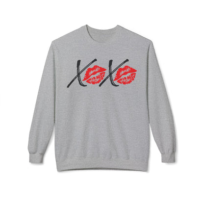 XOXO Valentine Sweatshirt, Red Lips, Romantic Love Gift, Cozy Winter Apparel, Unisex Crewneck