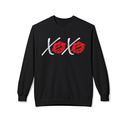 XOXO Valentine Sweatshirt, Red Lips, Romantic Love Gift, Cozy Winter Apparel, Unisex Crewneck