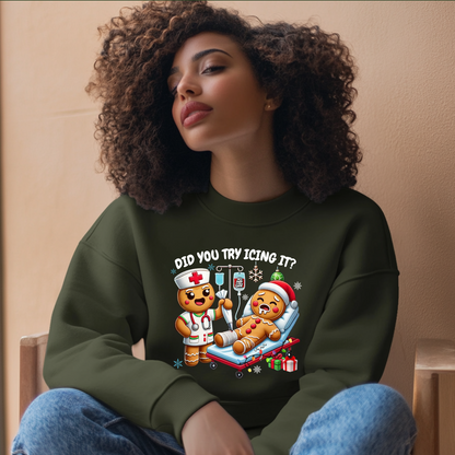 Sweatshirt Sarcastic Nurse Christmas Did You Try Icing It