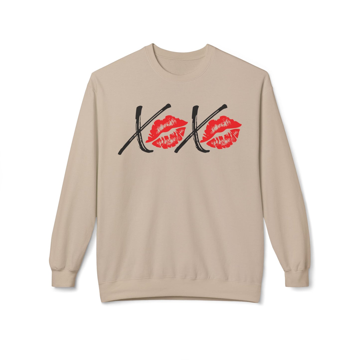 XOXO Valentine Sweatshirt, Red Lips, Romantic Love Gift, Cozy Winter Apparel, Unisex Crewneck