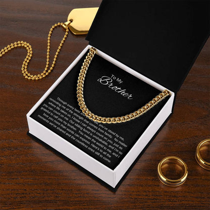 To My Brother I  UNSHAKABLE BOND I Cuban Chain Necklace- black message card