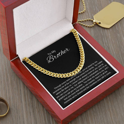 To My Brother I  UNSHAKABLE BOND I Cuban Chain Necklace- black message card