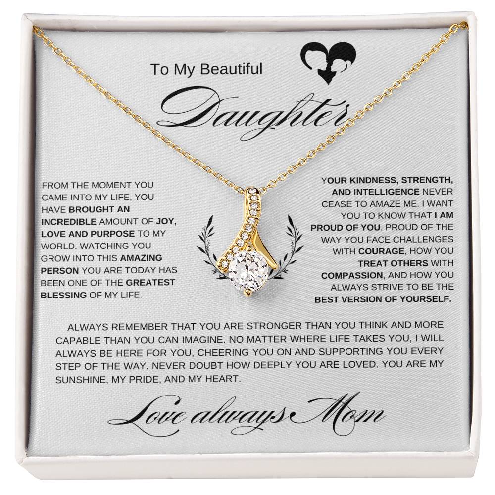 To My Beautiful Daughter I From the Moment I Alluring Beauty Necklace- black mother & daughter heart