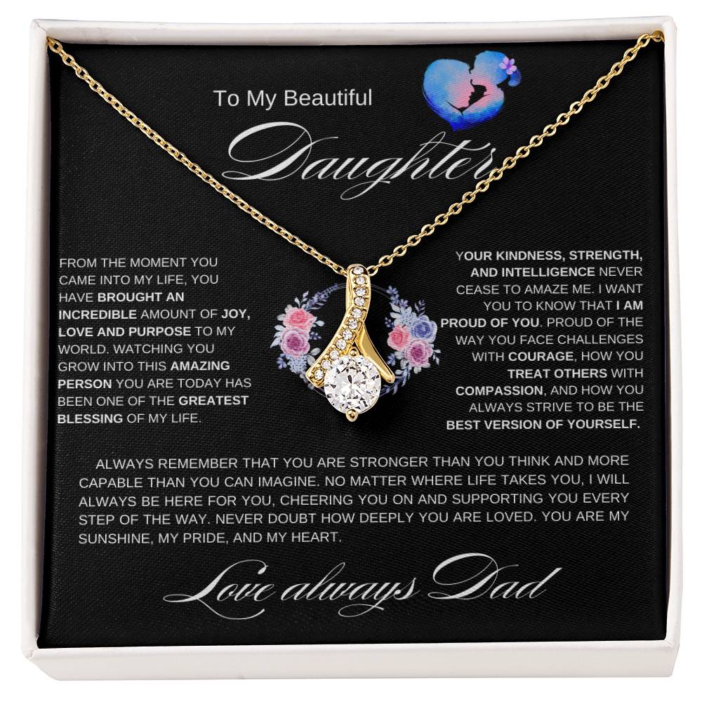 To My Beautiful Daughter l From The Moment I Alluring Beauty Necklace- Dad & Daughter heart