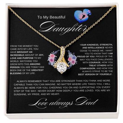 To My Beautiful Daughter l From The Moment I Alluring Beauty Necklace- Dad & Daughter heart