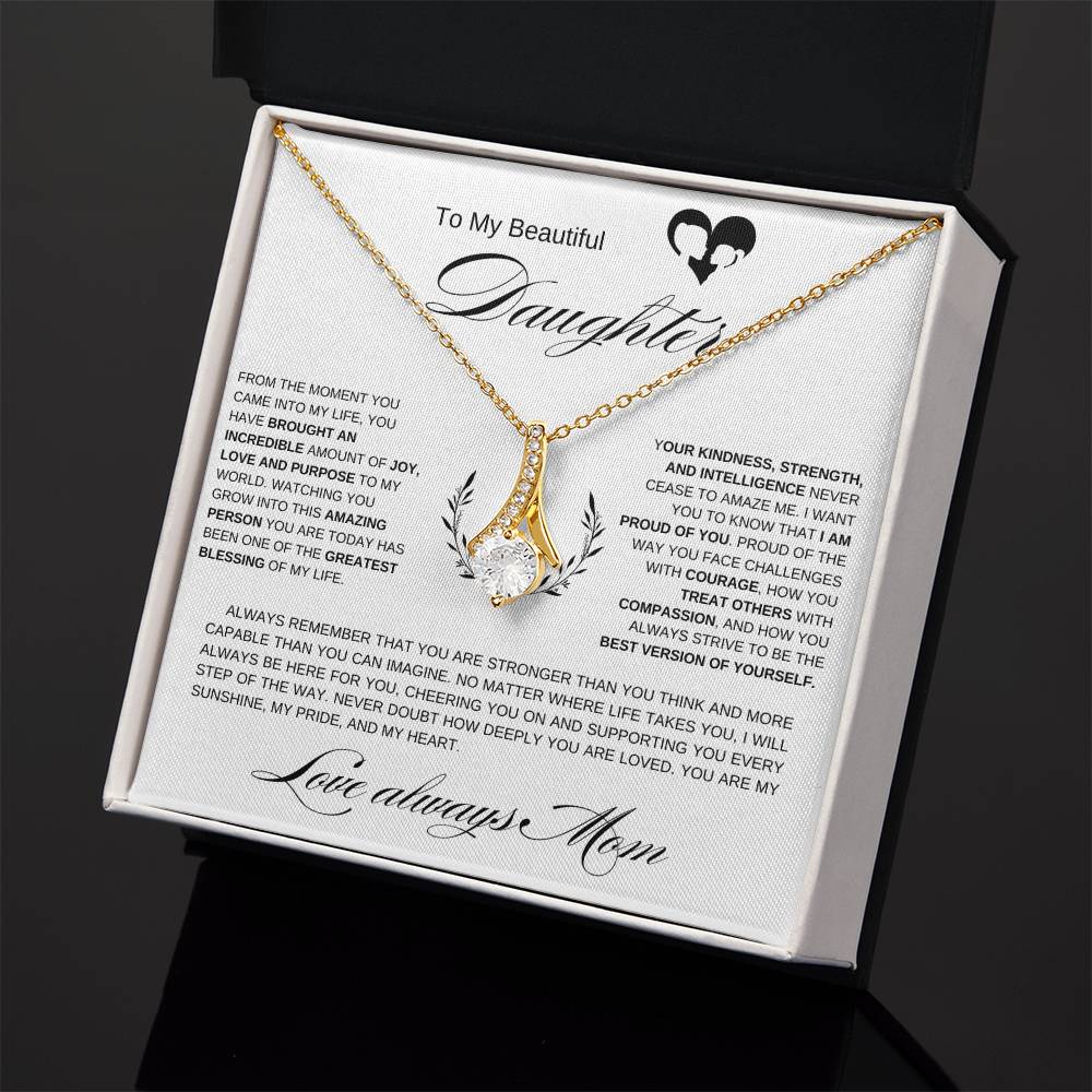 To My Beautiful Daughter I From the Moment I Alluring Beauty Necklace- black mother & daughter heart