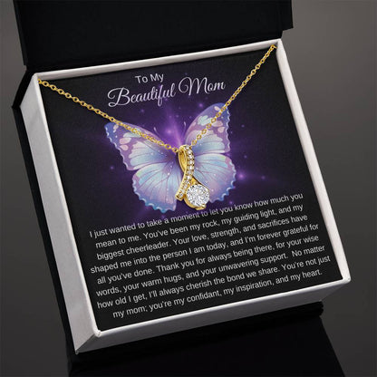 To My Beautiful Mom I Your Love is More than Enough I Purple Butterfly Alluring Beauty Necklace (Yellow & White Gold)