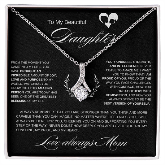 To My Beautiful Daughter I From the Moment I Alluring Beauty Necklace- white mother & daughter heart