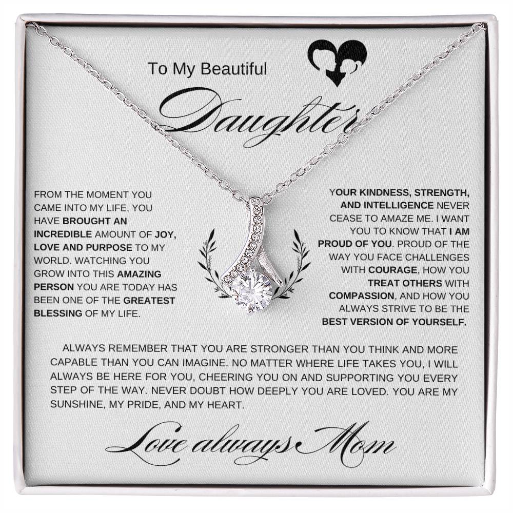 To My Beautiful Daughter I From the Moment I Alluring Beauty Necklace- black mother & daughter heart