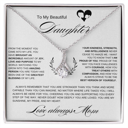 To My Beautiful Daughter I From the Moment I Alluring Beauty Necklace- black mother & daughter heart