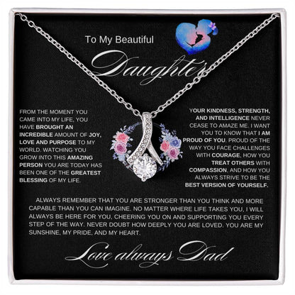 To My Beautiful Daughter l From The Moment I Alluring Beauty Necklace- Dad & Daughter heart