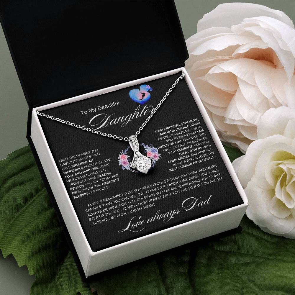 To My Beautiful Daughter l From The Moment I Alluring Beauty Necklace- Dad & Daughter heart