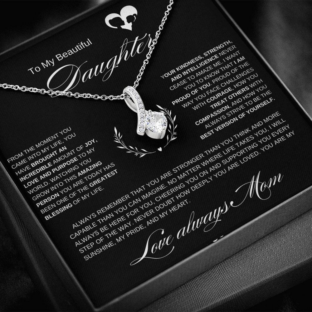 To My Beautiful Daughter I From the Moment I Alluring Beauty Necklace- white mother & daughter heart