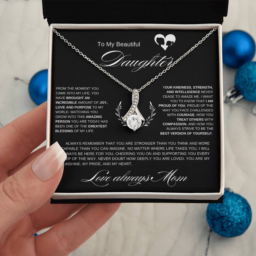 To My Beautiful Daughter I From the Moment I Alluring Beauty Necklace- white mother & daughter heart