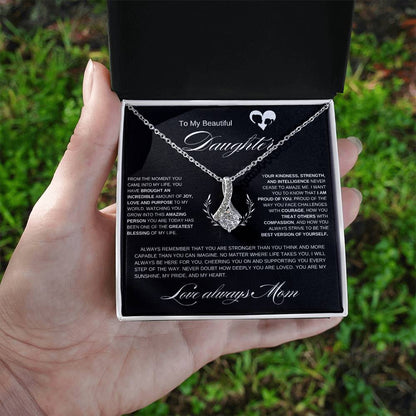 To My Beautiful Daughter I From the Moment I Alluring Beauty Necklace- white mother & daughter heart