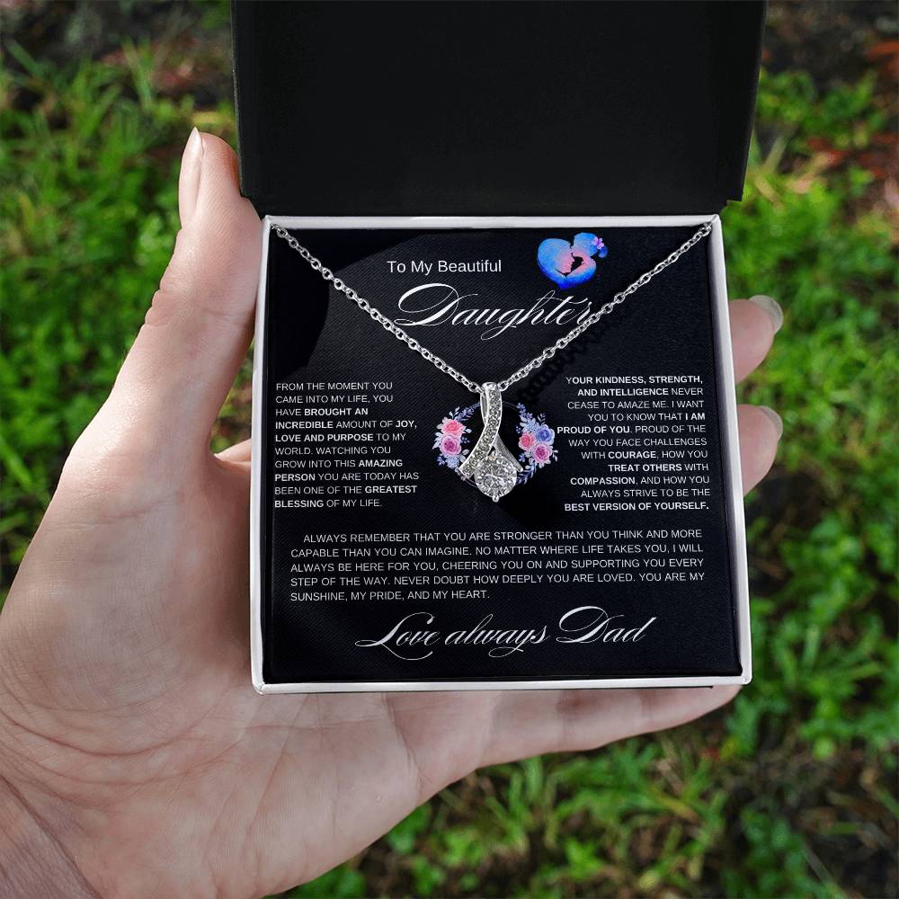 To My Beautiful Daughter l From The Moment I Alluring Beauty Necklace- Dad & Daughter heart