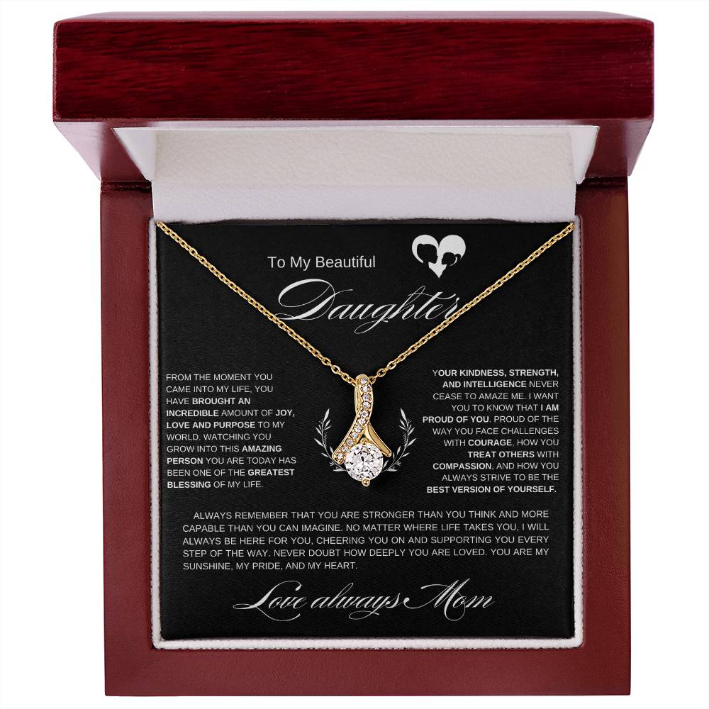 To My Beautiful Daughter I From the Moment I Alluring Beauty Necklace- white mother & daughter heart