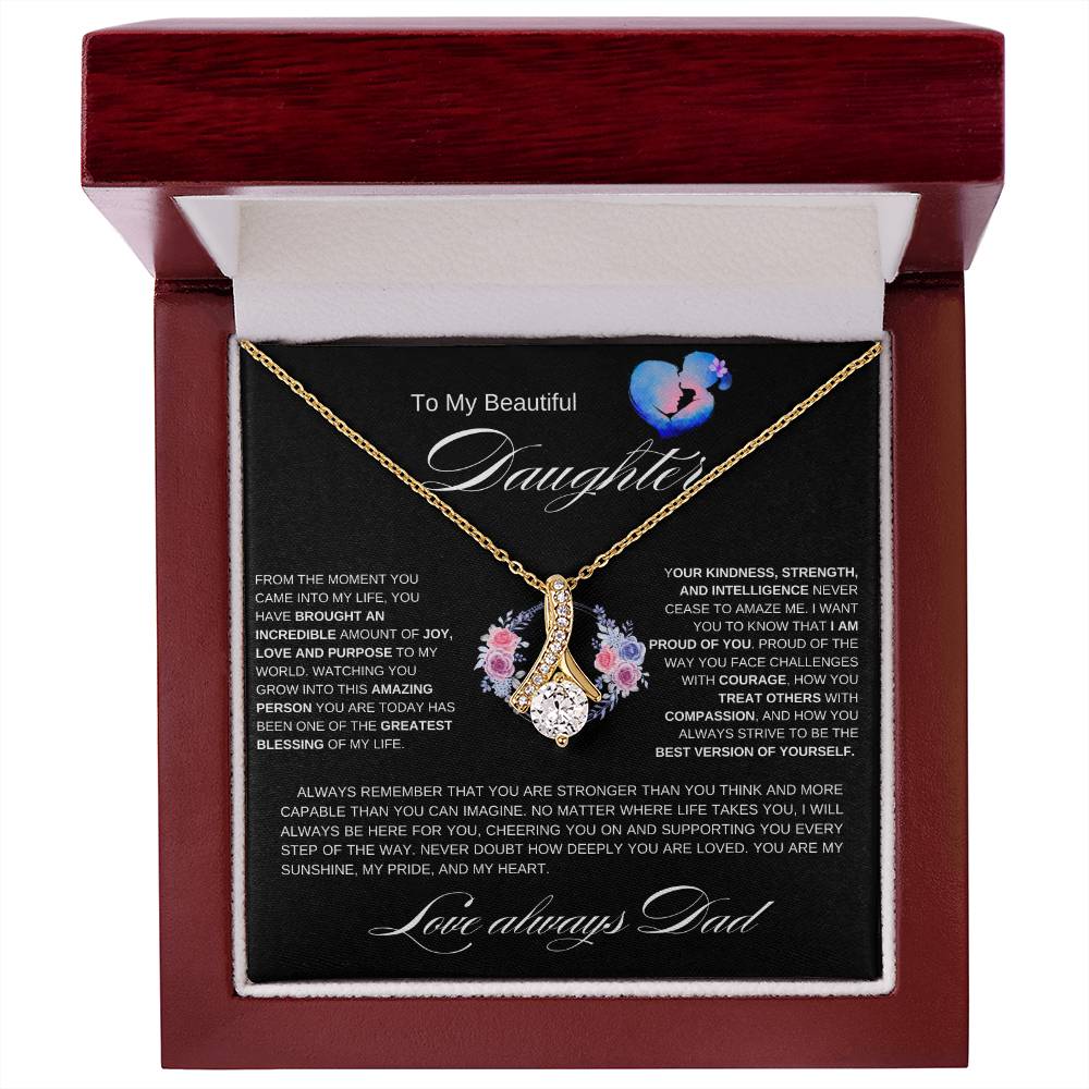 To My Beautiful Daughter l From The Moment I Alluring Beauty Necklace- Dad & Daughter heart