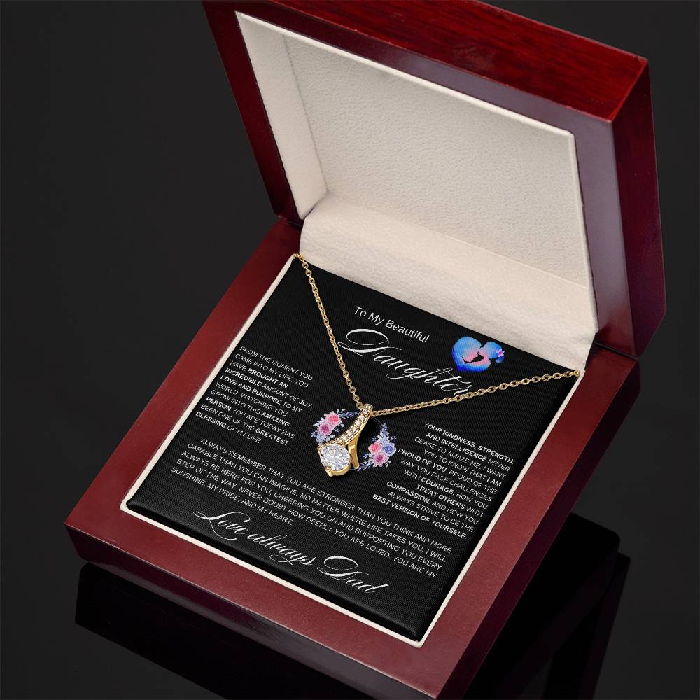 To My Beautiful Daughter l From The Moment I Alluring Beauty Necklace- Dad & Daughter heart