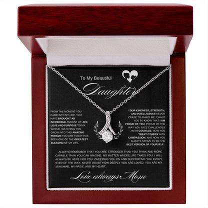 To My Beautiful Daughter I From the Moment I Alluring Beauty Necklace- white mother & daughter heart