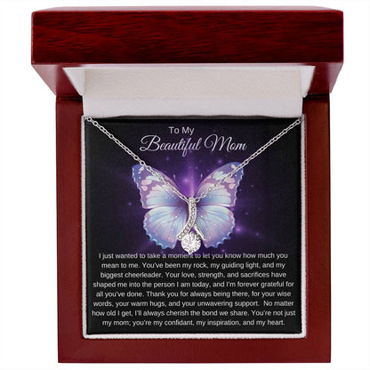 To My Beautiful Mom I Your Love is More than Enough I Purple Butterfly Alluring Beauty Necklace (Yellow & White Gold)