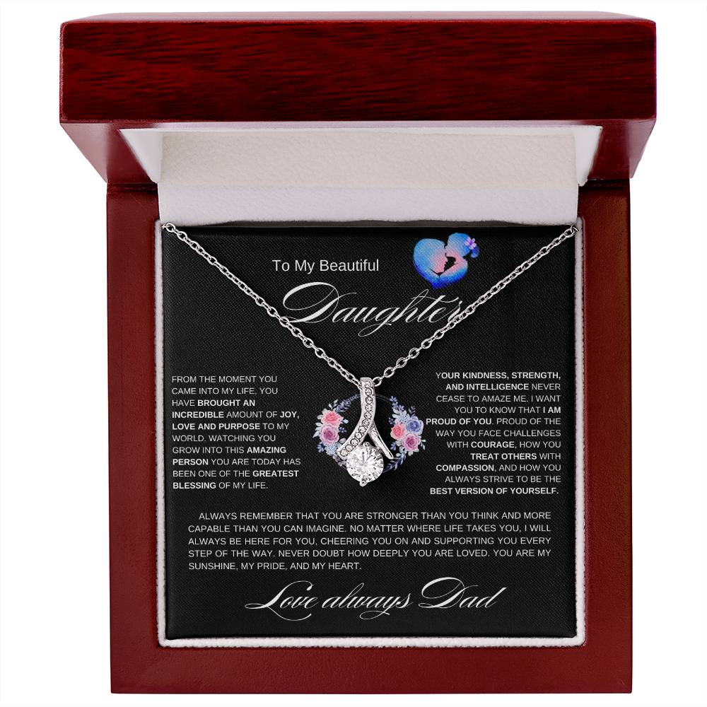 To My Beautiful Daughter l From The Moment I Alluring Beauty Necklace- Dad & Daughter heart