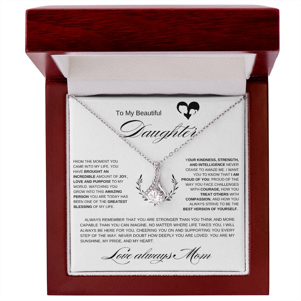 To My Beautiful Daughter I From the Moment I Alluring Beauty Necklace- black mother & daughter heart