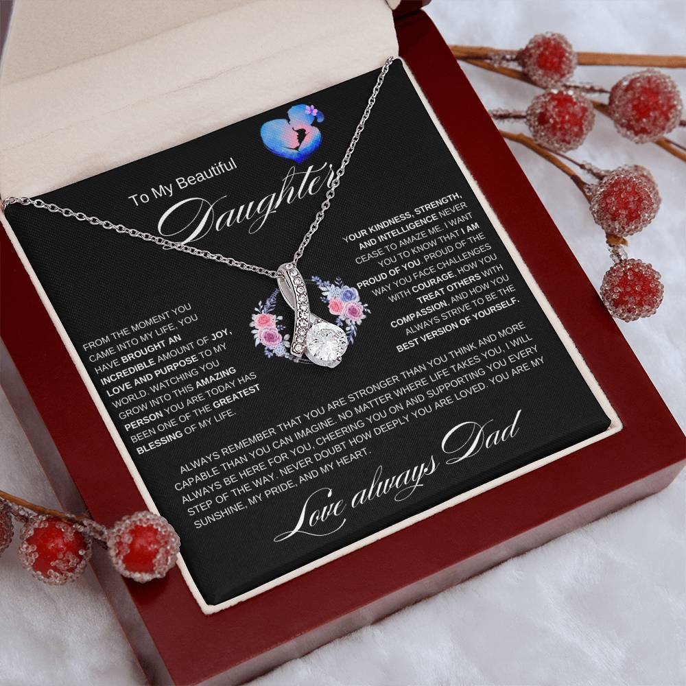 To My Beautiful Daughter l From The Moment I Alluring Beauty Necklace- Dad & Daughter heart