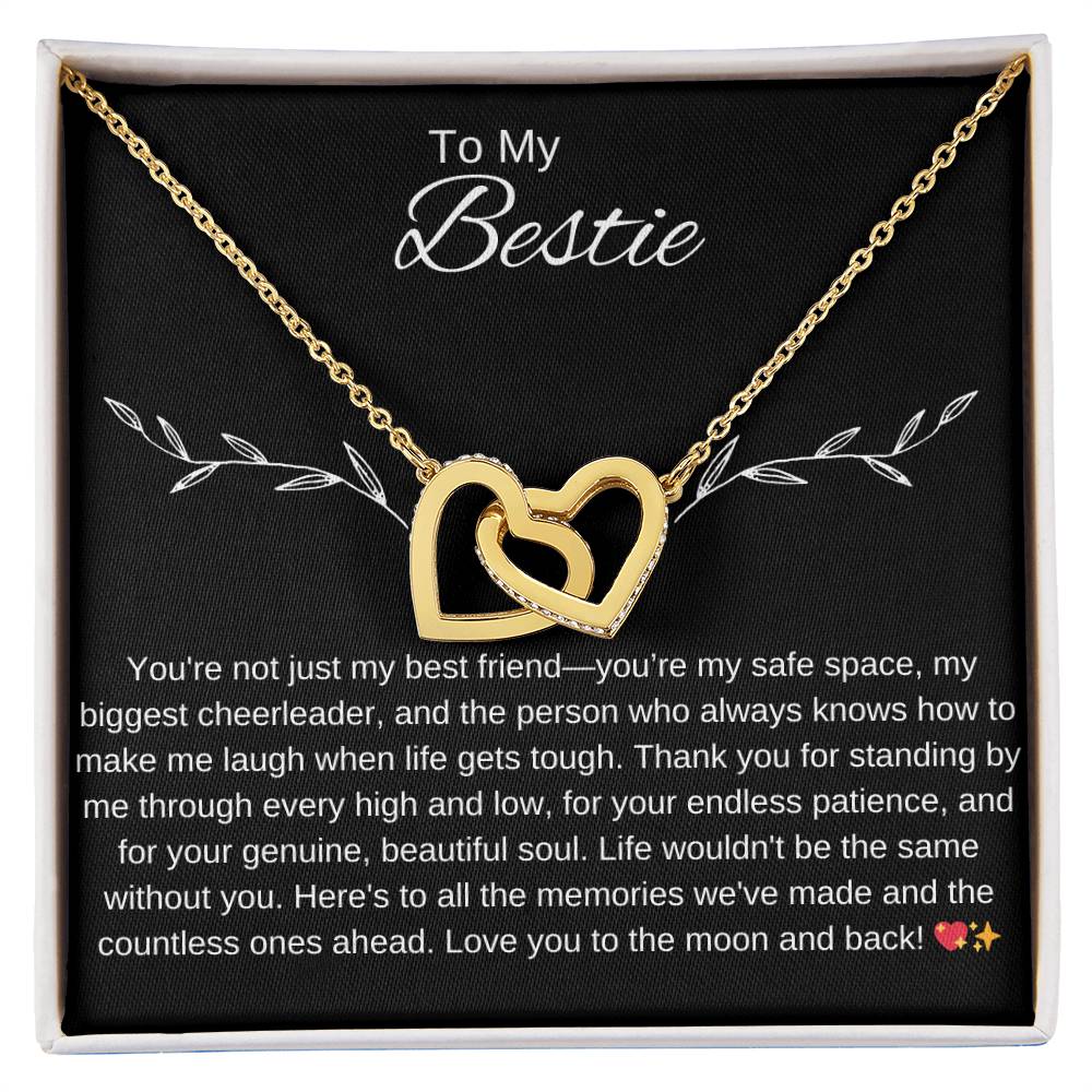 To My Bestie I You Are an Inspiration I Interlocking Hearts Necklace- black message card