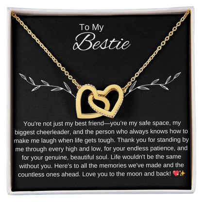 To My Bestie I You Are an Inspiration I Interlocking Hearts Necklace- black message card