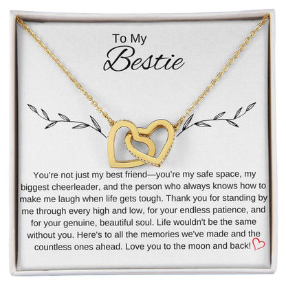 To My Bestie I You Are an Inspiration I Interlocking Hearts Necklace- white message card