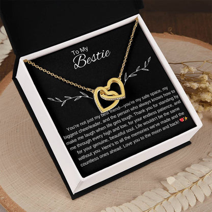 To My Bestie I You Are an Inspiration I Interlocking Hearts Necklace- black message card