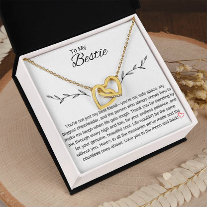 To My Bestie I You Are an Inspiration I Interlocking Hearts Necklace- white message card