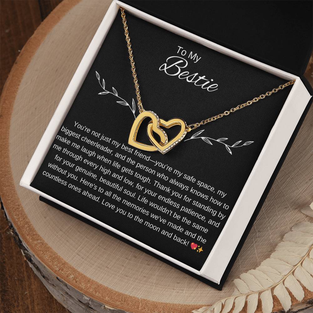 To My Bestie I You Are an Inspiration I Interlocking Hearts Necklace- black message card