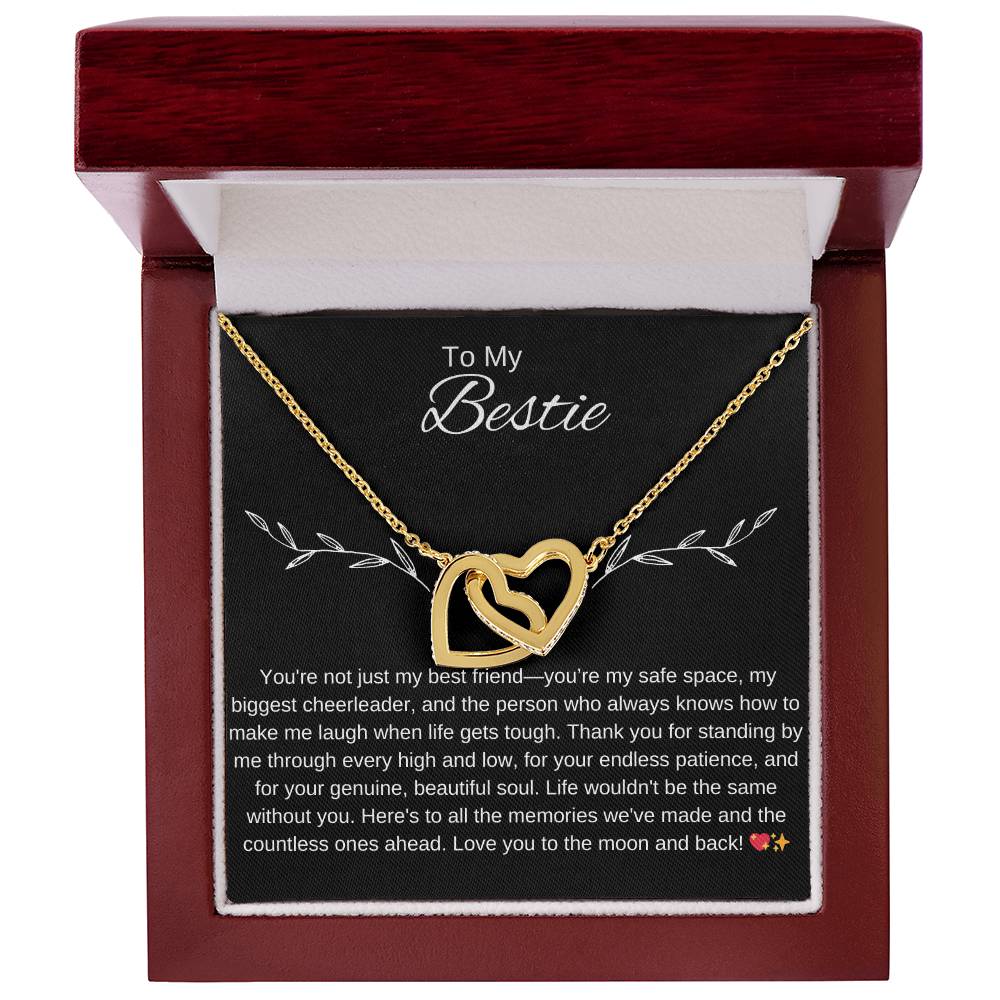 To My Bestie I You Are an Inspiration I Interlocking Hearts Necklace- black message card