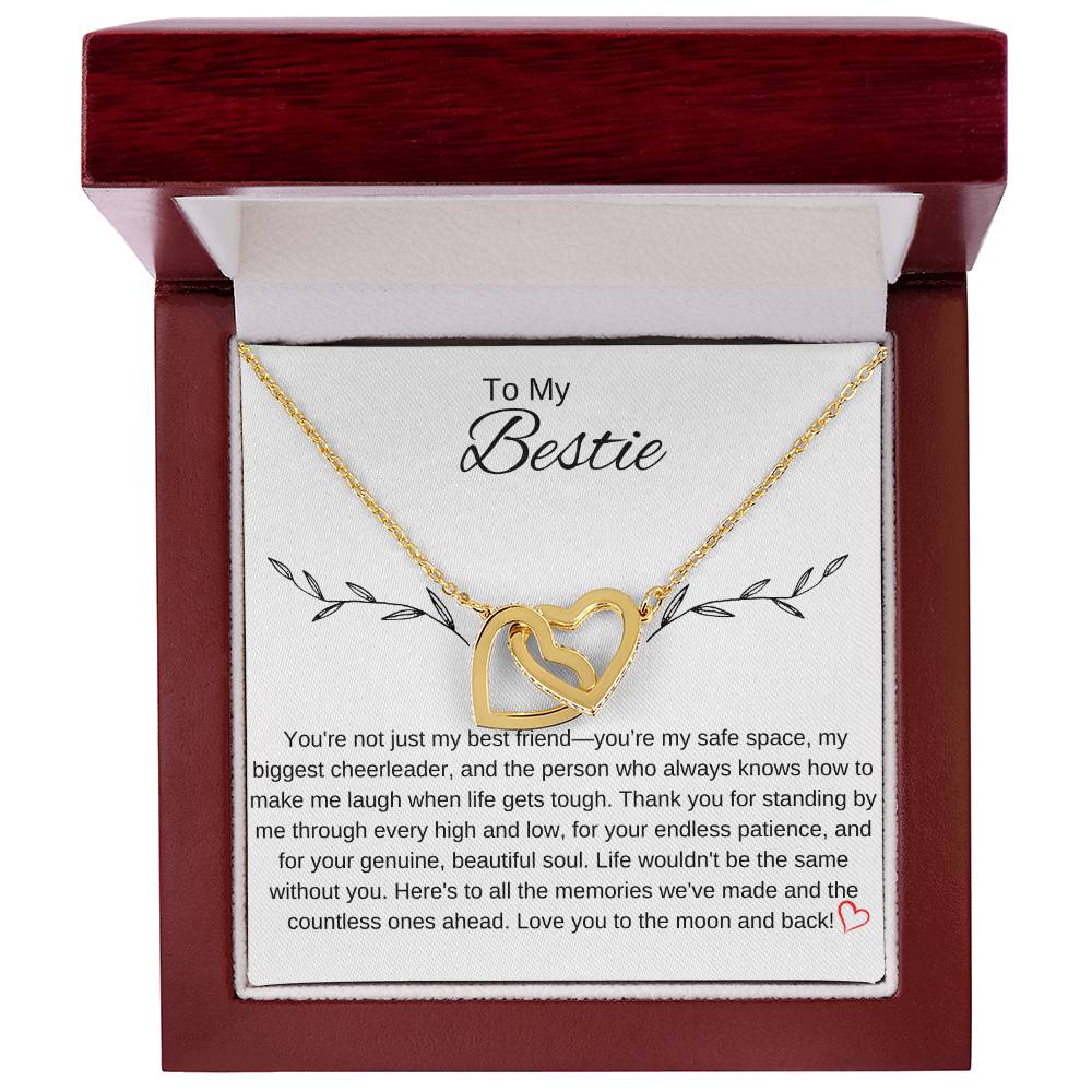 To My Bestie I You Are an Inspiration I Interlocking Hearts Necklace- white message card