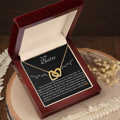 To My Bestie I You Are an Inspiration I Interlocking Hearts Necklace- black message card