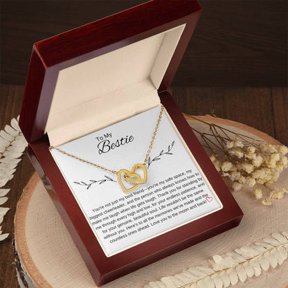 To My Bestie I You Are an Inspiration I Interlocking Hearts Necklace- white message card