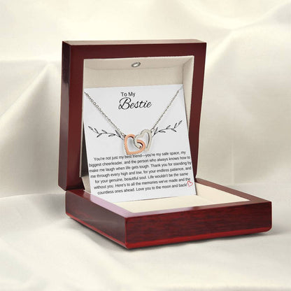 To My Bestie I You Are an Inspiration I Interlocking Hearts Necklace- white message card