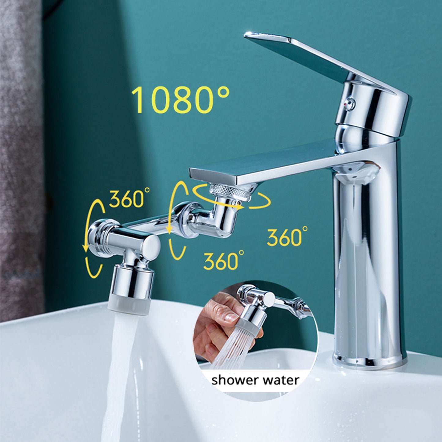 Universal 1080 Swivel Faucet Aerator Multifunction Faucet Extender Universal Swivel Splash Resistant Shower